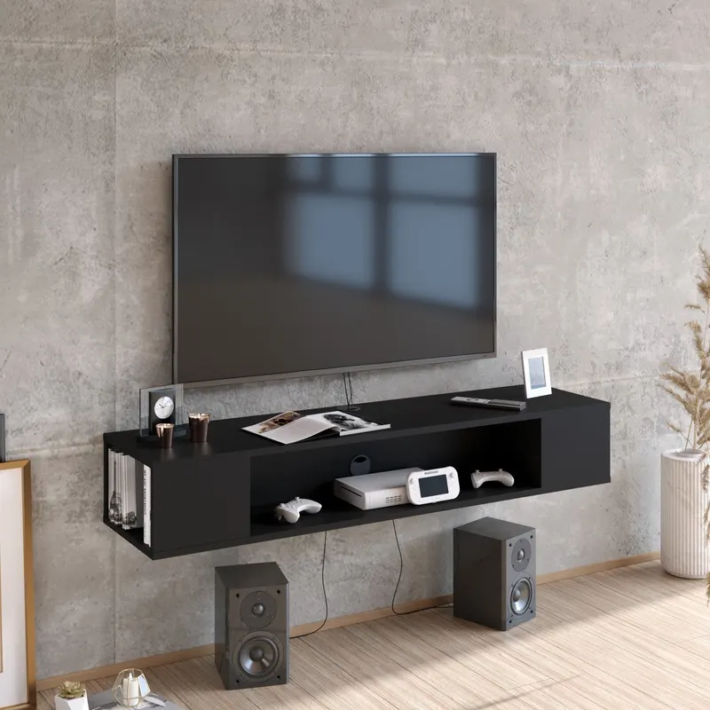 Comodă TV Peti, Diverse culori, 135x35x23 cm - Negru