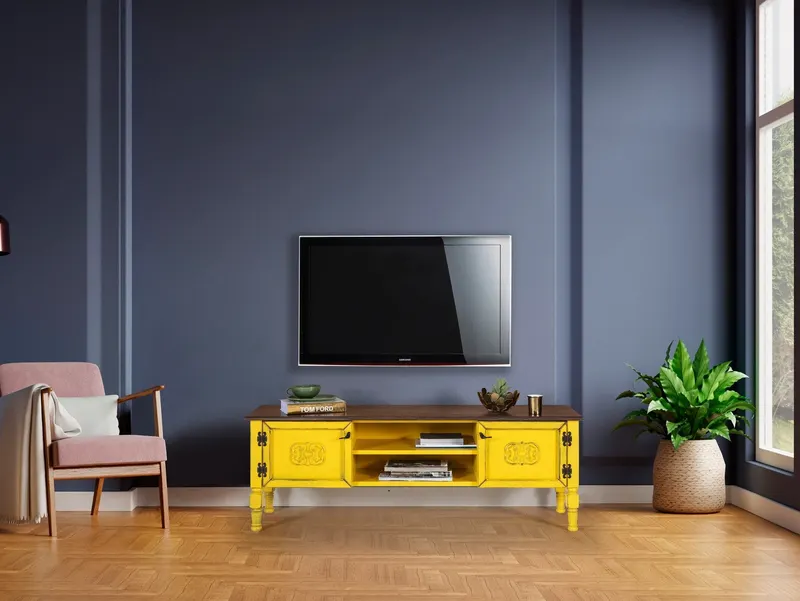 Comodă TV Ada TV, Diverse culori, 150x50x40 cm - Galben