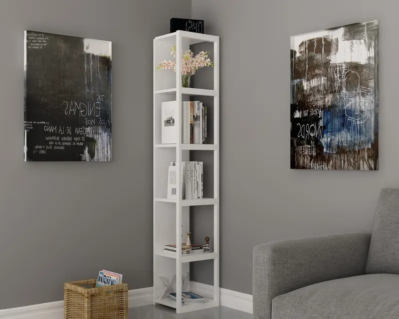 Bibliotecă Texas, Diverse culori, 34x30x180 cm - Alb