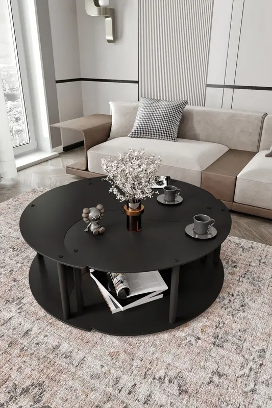Măsuță de cafea Yin Yang 3 70, Diverse culori, Ø70x38 cm - Negru
