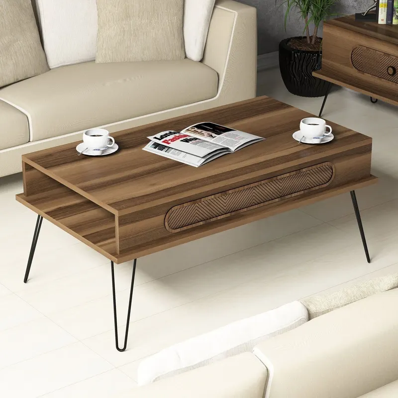 Măsuță de cafea Ekol, Diverse culori, 105x56x46 cm - Nuc
