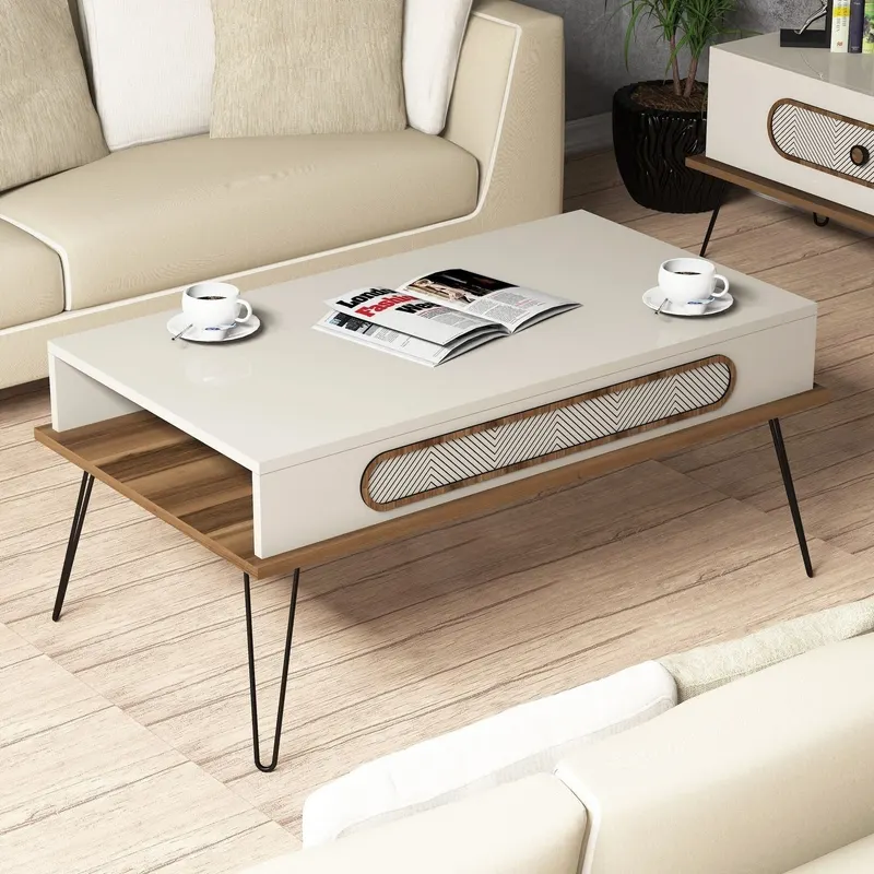 Măsuță de cafea Ekol, Diverse culori, 105x56x46 cm - Crem