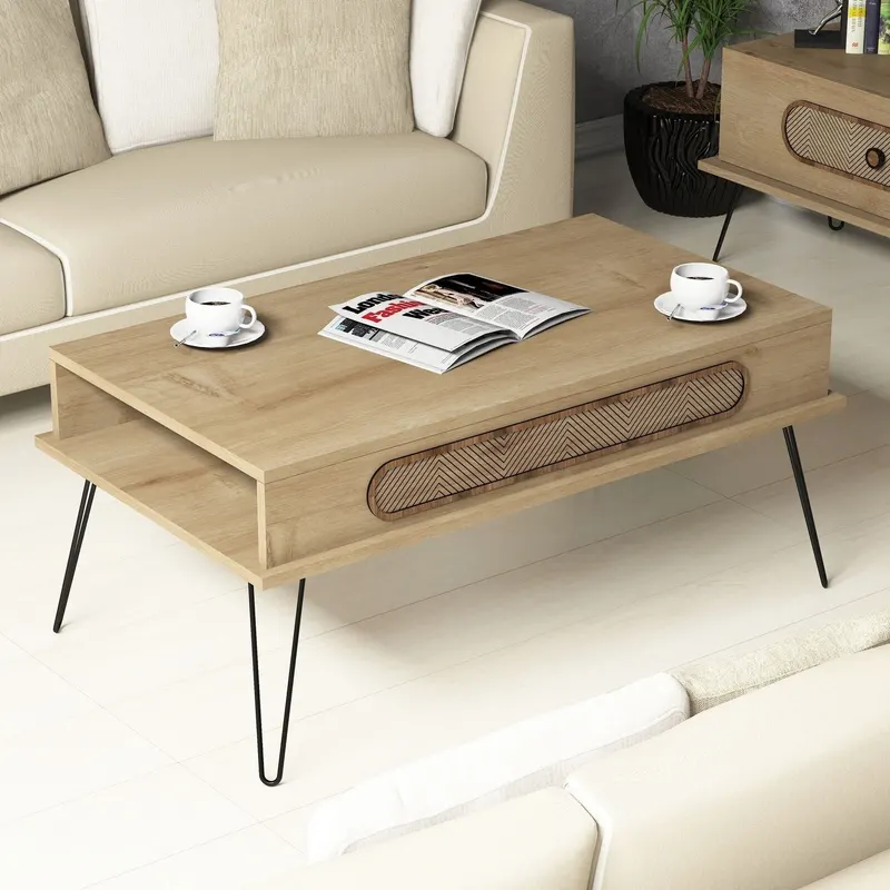 Măsuță de cafea Ekol, Diverse culori, 105x56x46 cm - Stejar