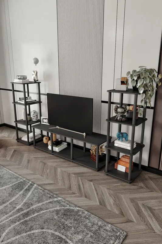 Comodă TV Grand, Diverse culori, 188x34x106 cm - Negru