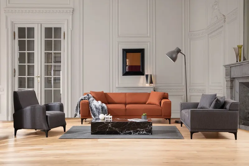 Canapea fixă 2 locuri Petra 2, Diverse culori, 165x86x87 cm - Antracit