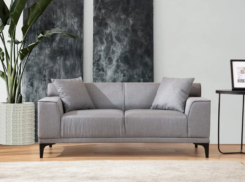 Canapea fixă 2 locuri Petra 2, Diverse culori, 165x86x87 cm - Gri deschis