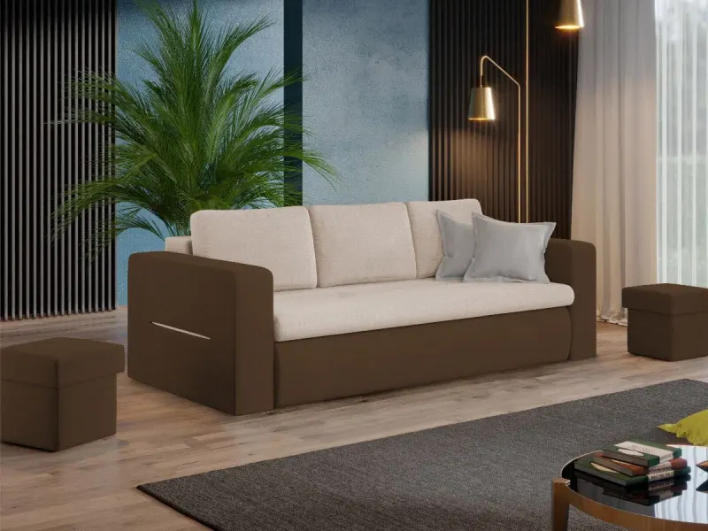 Canapea Extensibila Rita Crem / Maro — imaginea 2