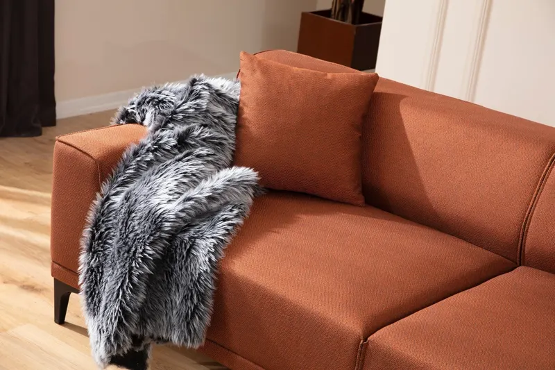 Canapea fixă 3 locuri Petra 3, Diverse culori, 215x86x87 cm - Portocaliu