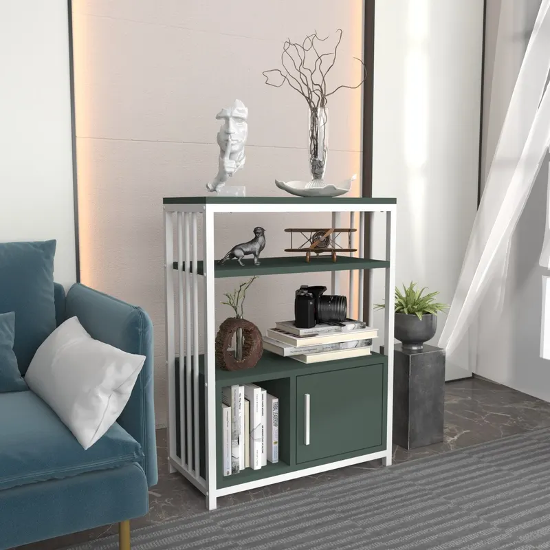 Bibliotecă Letos, Diverse culori, 60x30x80 cm - Verde - Alb
