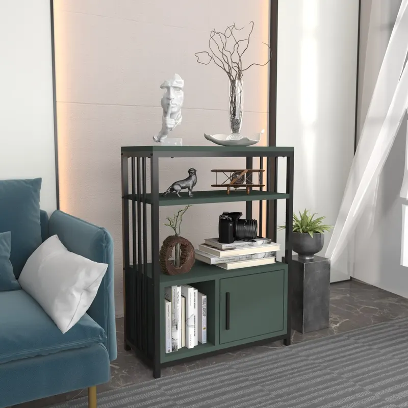 Bibliotecă Letos, Diverse culori, 60x30x80 cm - Verde - Negru