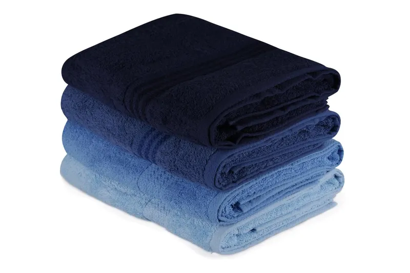 Set prosoape de baie Rainbow, Diverse culori, Diverse configurații, 70x140 cm - Albastru închis - Albastru - Albastru deschis / 4 bucăți