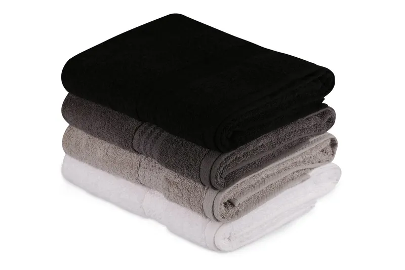 Set prosoape de baie Rainbow, Diverse culori, Diverse configurații, 70x140 cm - Alb - Gri - Gri închis - Negru / 4 bucăți