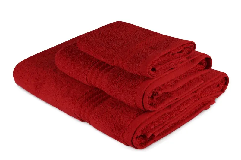 Set prosoape de baie Rainbow, Diverse culori, Diverse configurații, 70x140 cm - Roșu / 3 bucăți