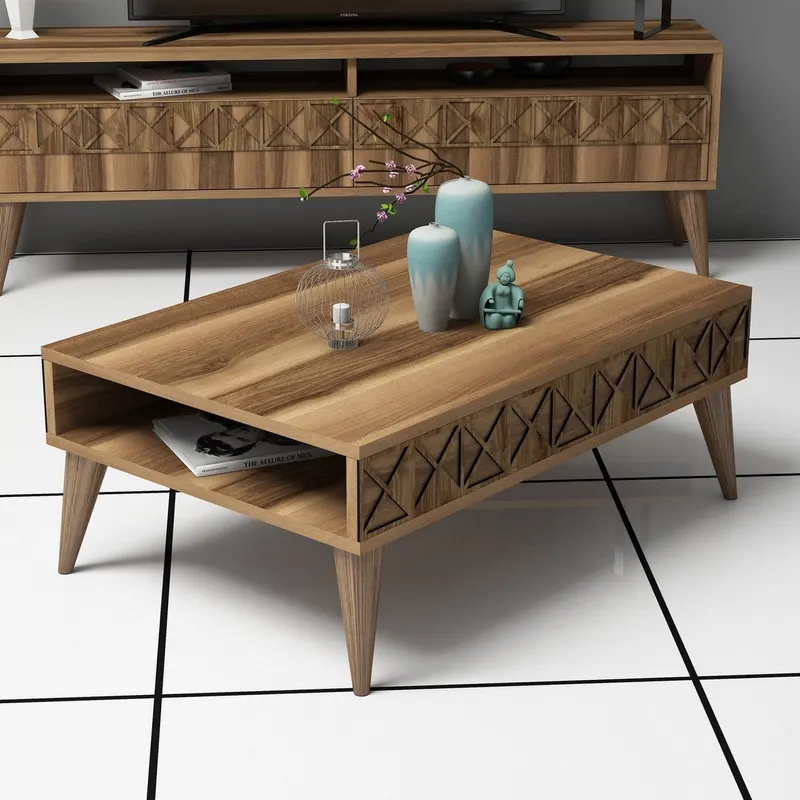 Măsuță de cafea Line, Diverse culori, 90x60x35 cm - Nuc