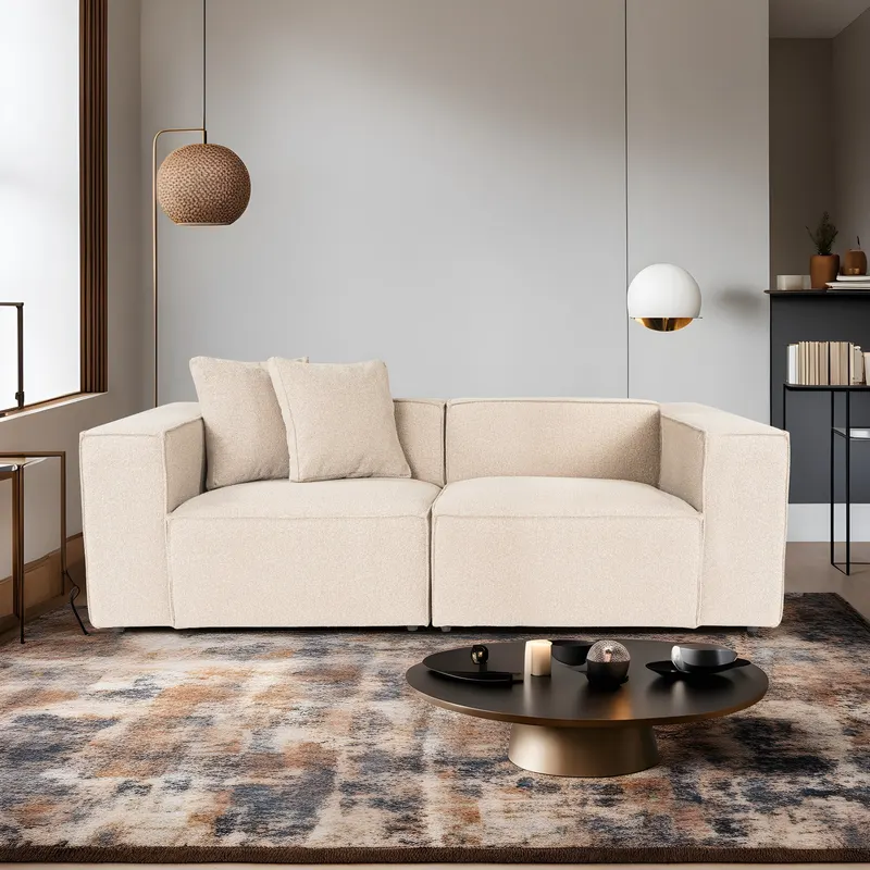 Canapea fixă Lora, Diverse culori, Diverse configurații, 108x74x65 cm - Piersică / 2 locuri