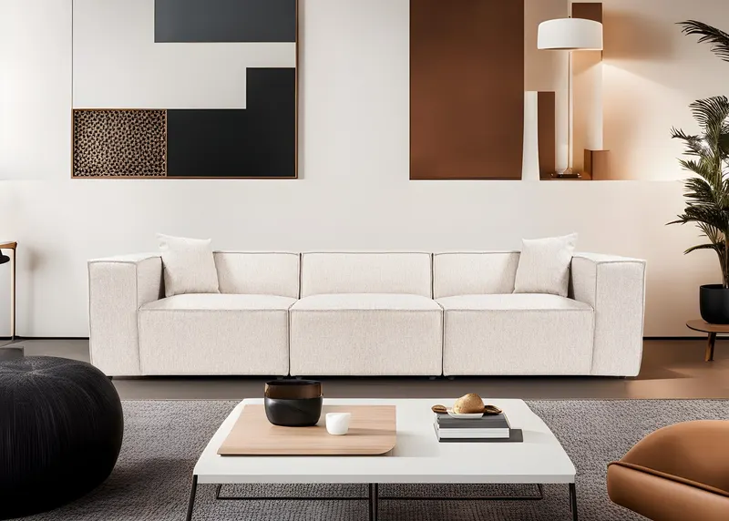 Canapea fixă Lora, Diverse culori, Diverse configurații, 108x74x65 cm - Maro deschis / 3 locuri