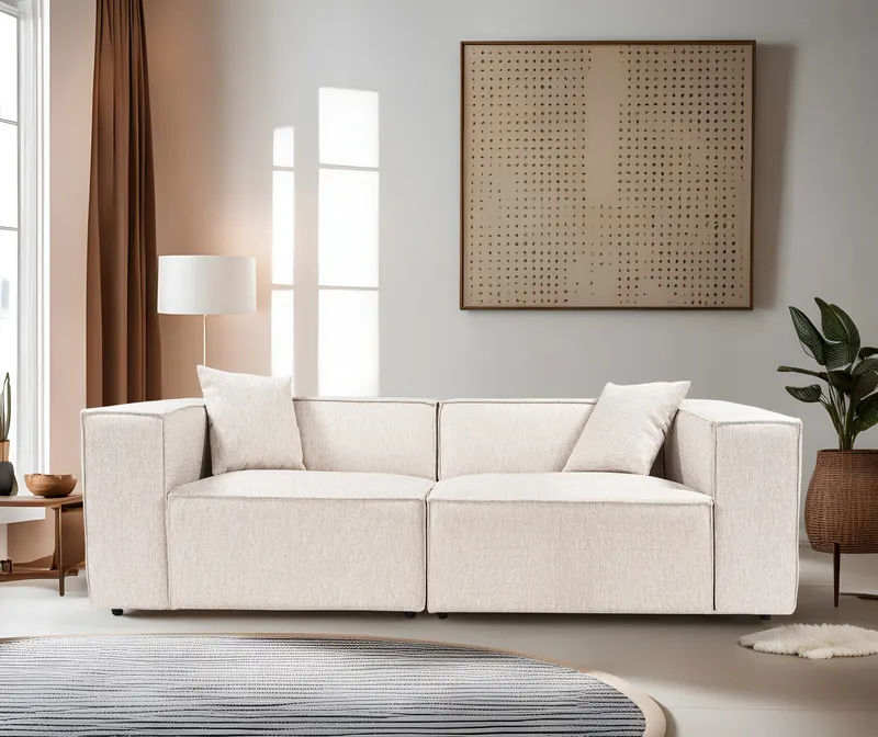 Canapea fixă Lora, Diverse culori, Diverse configurații, 108x74x65 cm - Maro deschis / 2 locuri