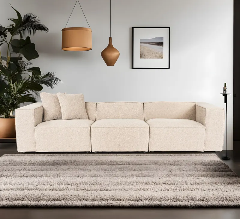 Canapea fixă Lora, Diverse culori, Diverse configurații, 108x74x65 cm - Piersică / 3 locuri