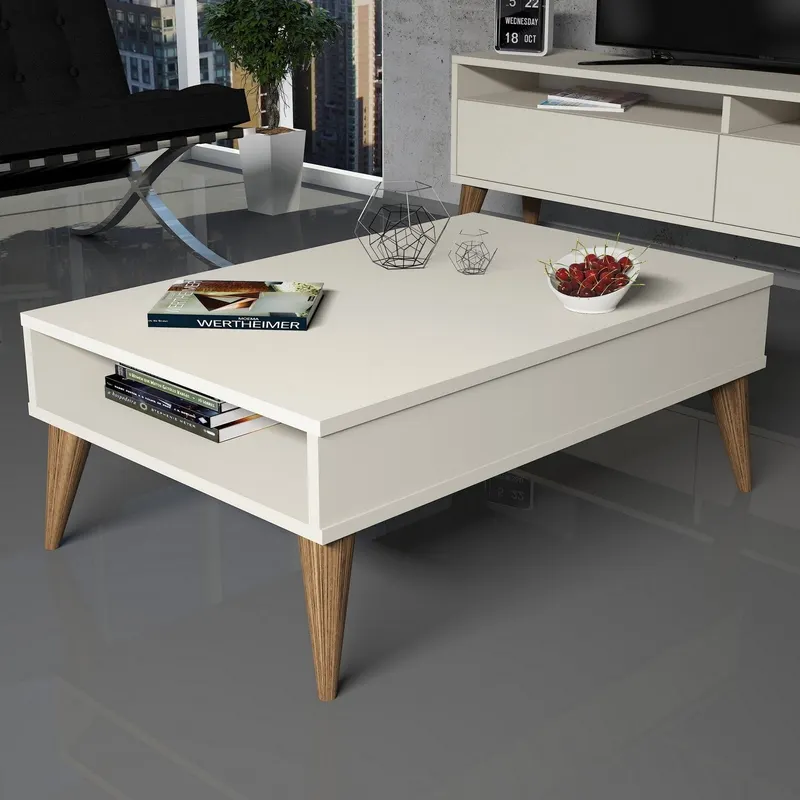 Măsuță de cafea Best, Diverse culori, 90x60x35 cm - Crem