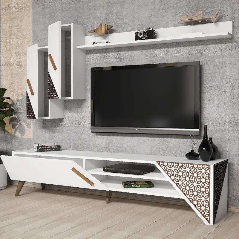 Comodă TV Beril, Diverse culori, 180x37x40 cm - Alb