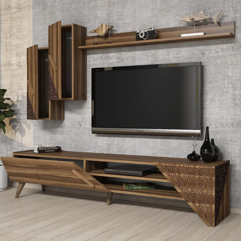 Comodă TV Beril, Diverse culori, 180x37x40 cm - Nuc