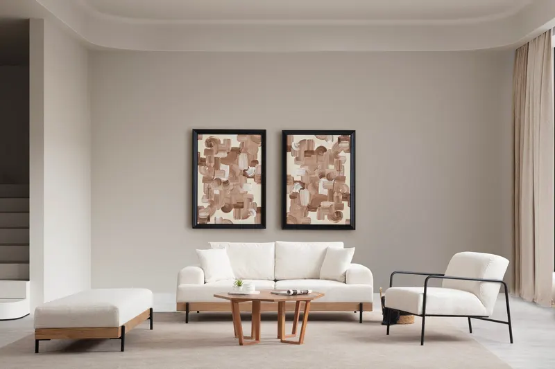 Taburet Eti stejar Pouffe, Diverse culori - Alb