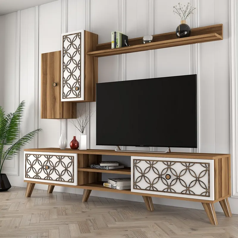 Comodă TV Class S, Diverse culori, 180x35x44 cm - Nuc - Alb