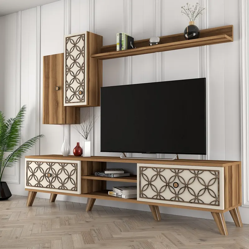 Comodă TV Class S, Diverse culori, 180x35x44 cm - Nuc - Crem