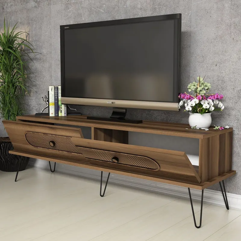 Comodă TV Ekol, Diverse culori, 145x40x45 cm - Nuc