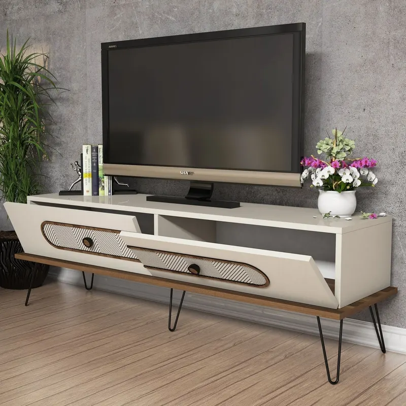 Comodă TV Ekol, Diverse culori, 145x40x45 cm - Crem