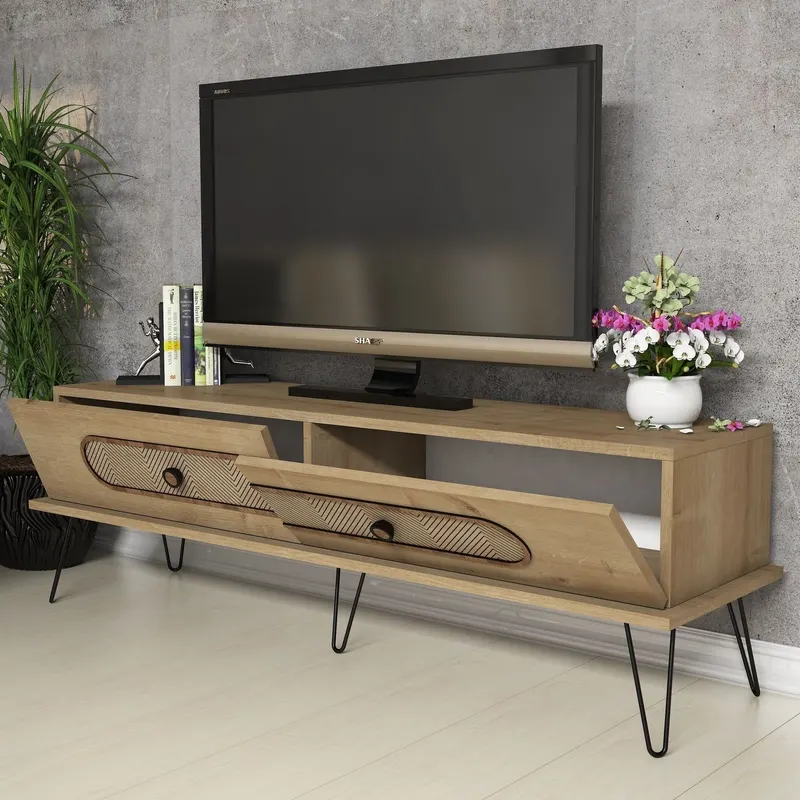 Comodă TV Ekol, Diverse culori, 145x40x45 cm - Stejar