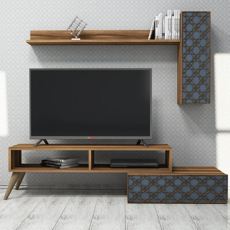 Comodă TV Planet, Diverse culori, 150x37x38 cm - Nuc - Chalcedony