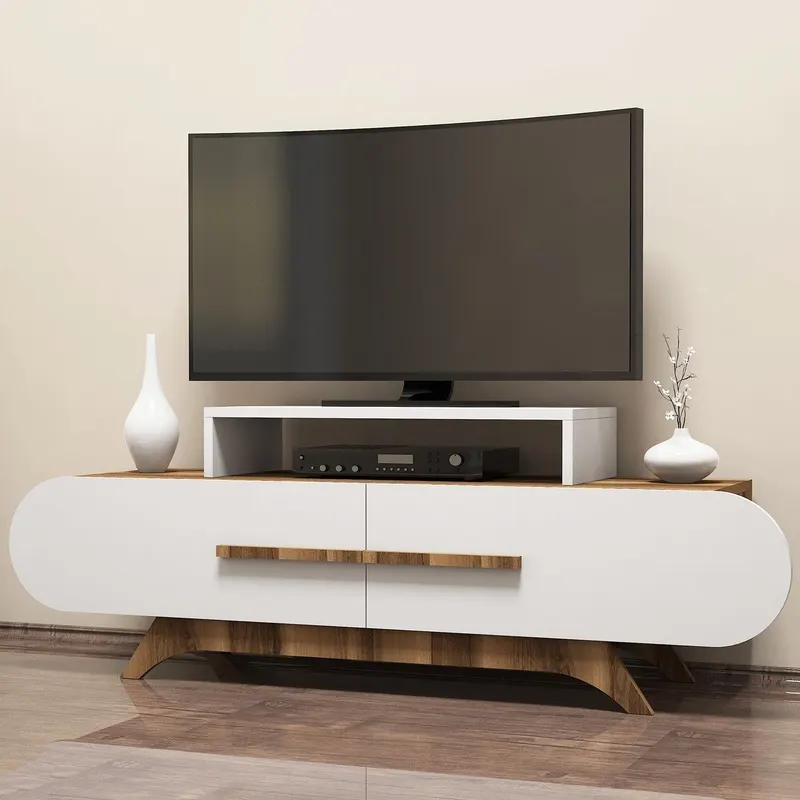 Comodă TV Rose, Diverse culori, 145x37x50 cm - Nuc - Alb