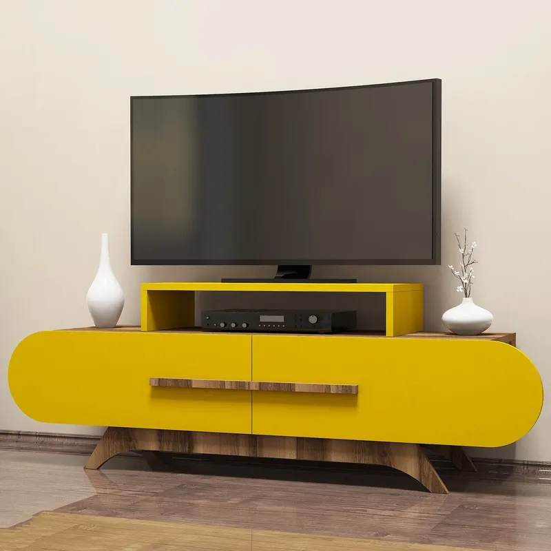 Comodă TV Rose, Diverse culori, 145x37x50 cm - Nuc - Galben