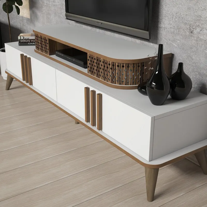 Comodă TV Eylül, Diverse culori, 168x39x52 cm - Alb