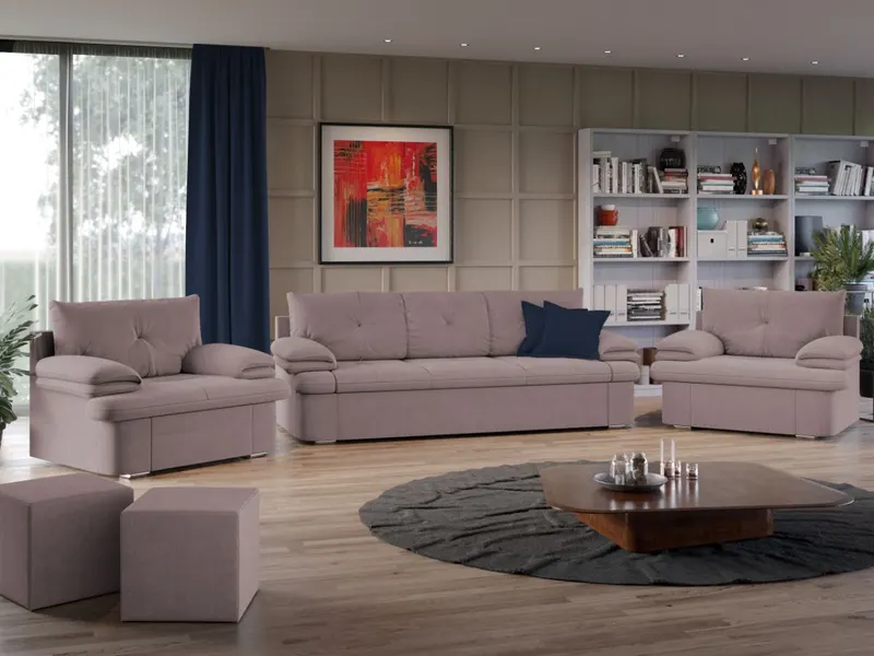 Set Canapea si Fotolii Roma Roze