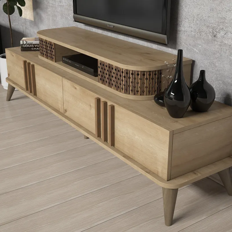 Comodă TV Eylül, Diverse culori, 168x39x52 cm - Stejar