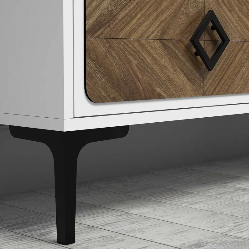 Comodă TV Samba, Diverse culori, 180x35x52 cm - Alb - Nuc