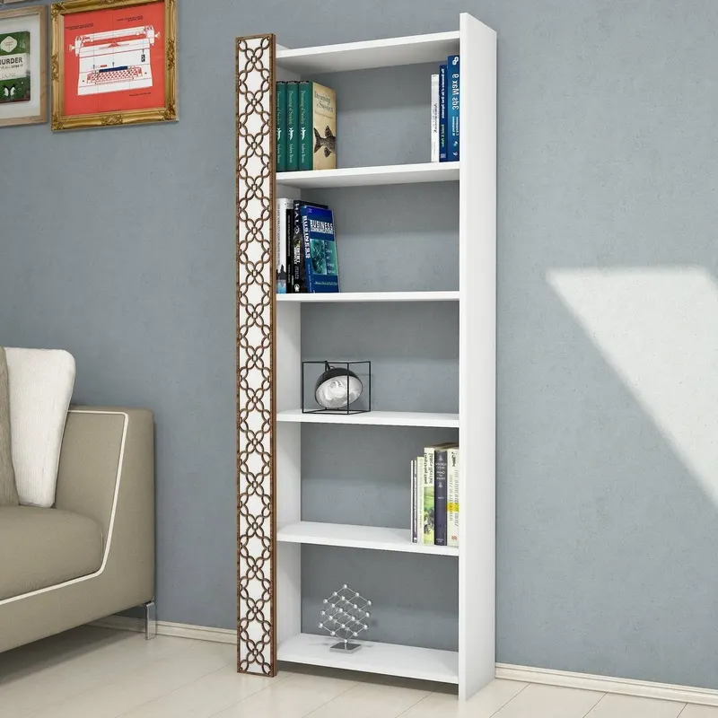 Bibliotecă City, Diverse culori, 65x24x170 cm - Alb