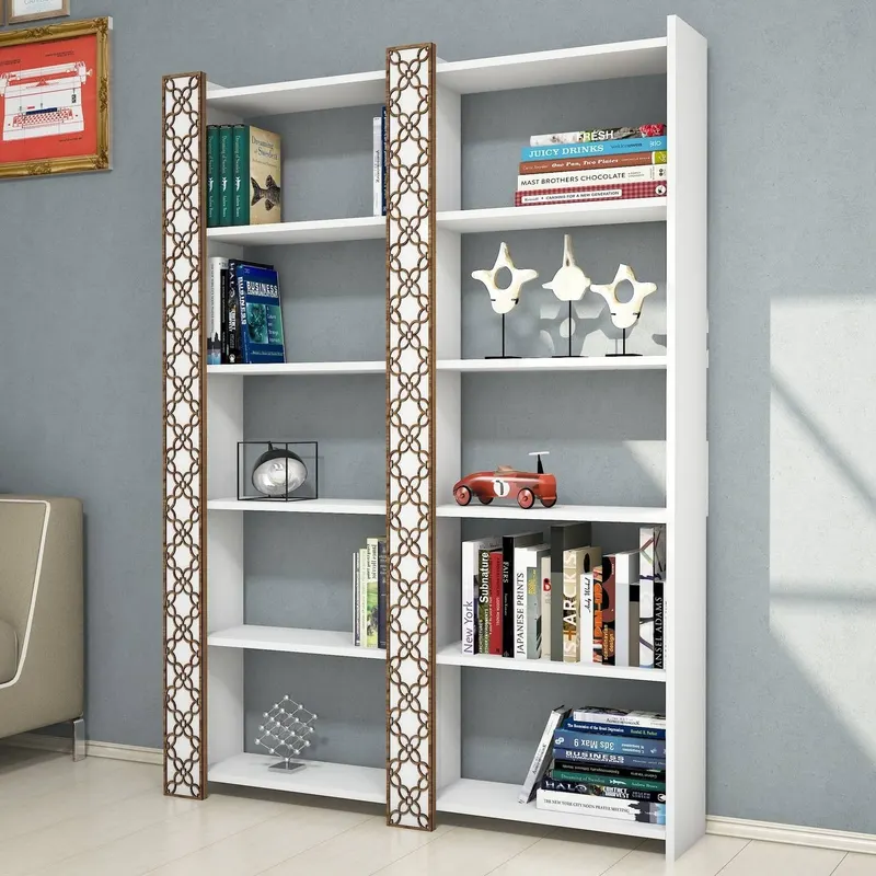 Bibliotecă City 2, Diverse culori, 125x24x170 cm - Alb