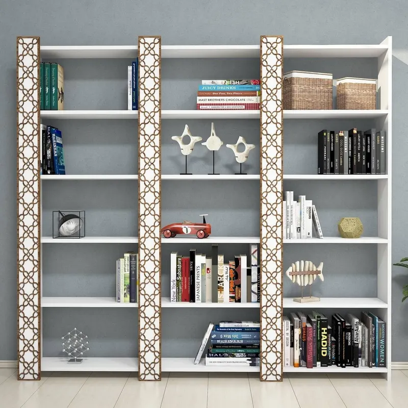 Bibliotecă City 3, Diverse culori, 185x24x170 cm - Alb