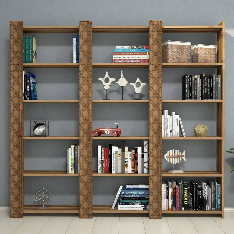 Bibliotecă City 3, Diverse culori, 185x24x170 cm - Nuc