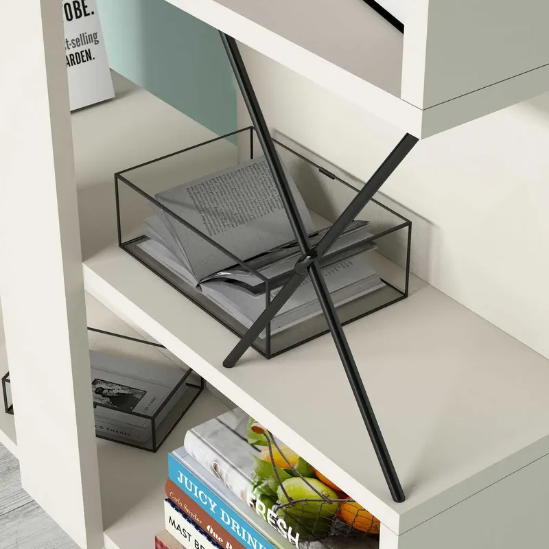 Bibliotecă Extra, Diverse culori, 90x22x167 cm - Crem