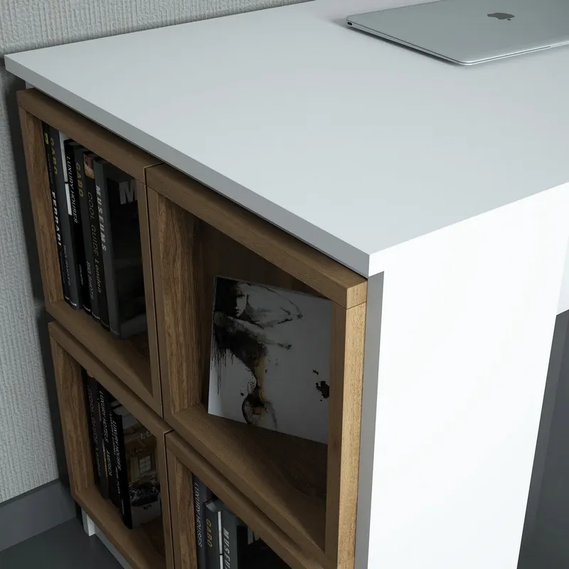 Birou Box, Diverse culori, 120x65x75 cm - Alb - Nuc