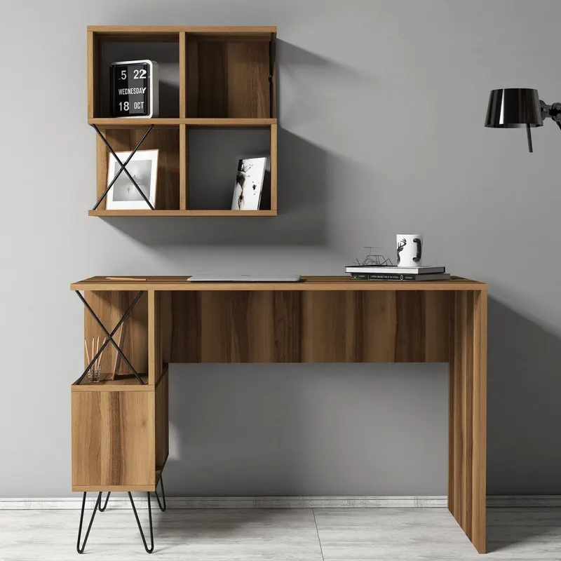 Birou Extra 2, Diverse culori, 120x60x79 cm - Nuc - Negru