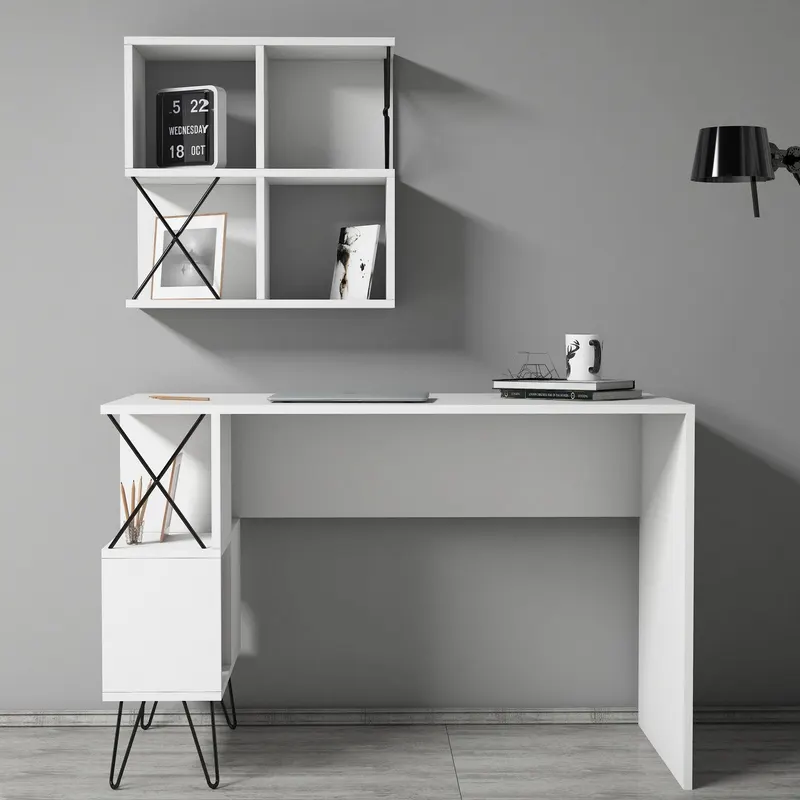 Birou Extra 2, Diverse culori, 120x60x79 cm - Alb - Negru