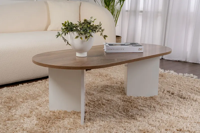 Măsuță de cafea Sable, Diverse culori, 119x60x40 cm - Venezia walnut - Alb