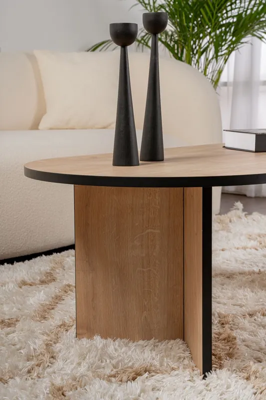 Măsuță de cafea Sable, Diverse culori, 119x60x40 cm - Stejar safir - Negru