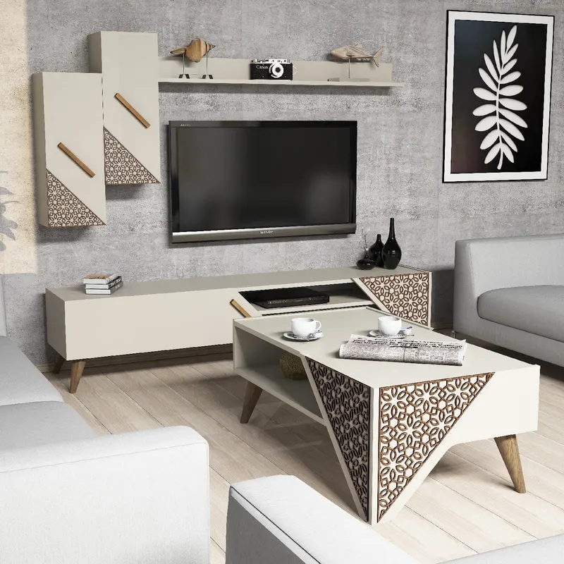 Set mobilă pentru sufragerie Beril, Diverse culori, 180x37x40 cm - Crem