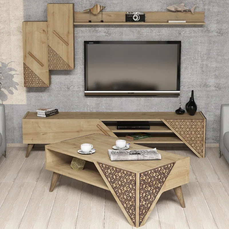 Set mobilă pentru sufragerie Beril, Diverse culori, 180x37x40 cm - Stejar